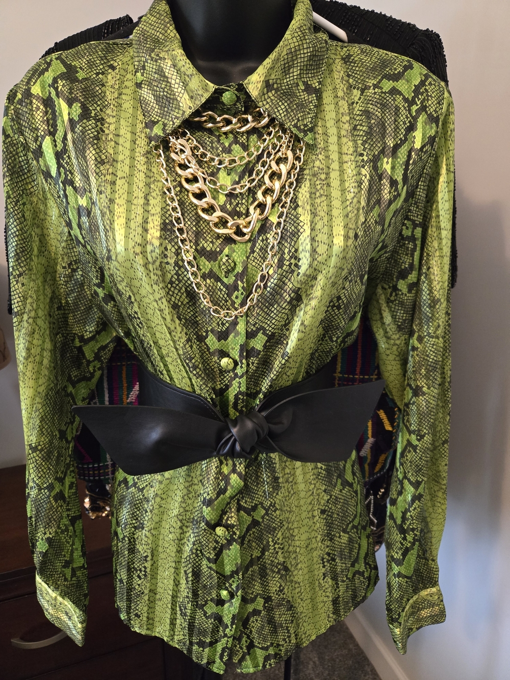 Vintage Snake-Print Blouse